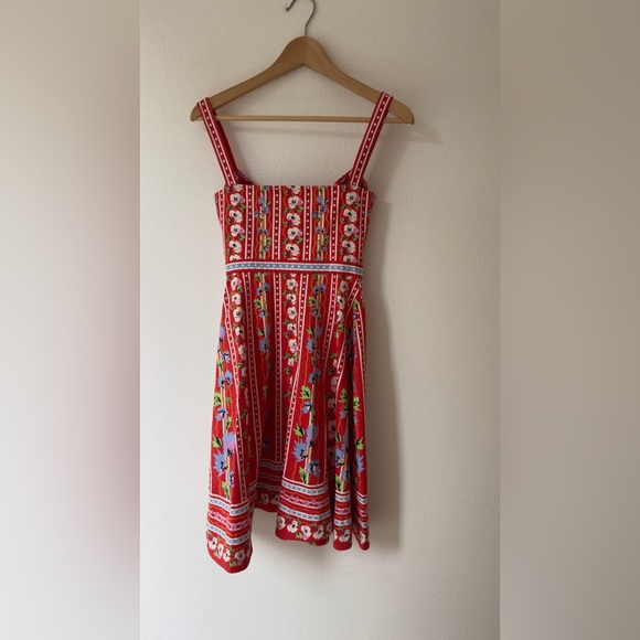 SALONI Fara Floral-Print V-Neck Sleeveless Dress| poppy stripe - Picture 7 of 12